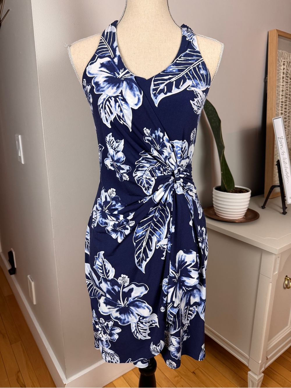 Tommy Bahama Navy and White Floral dress